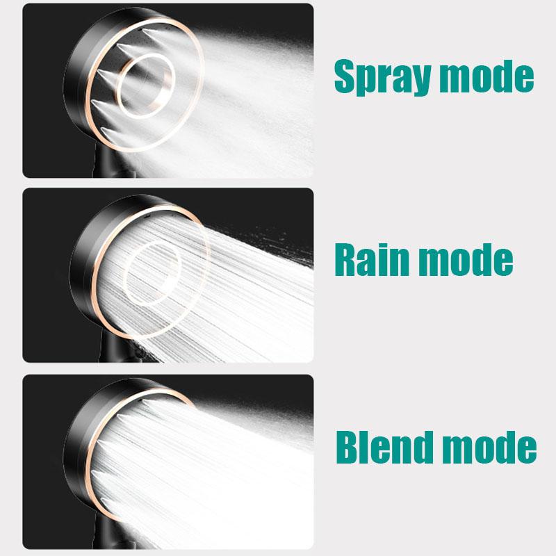 Hollow Out Design High Pressure Shower Head 3 Modes One-Key Stop Spray Nozzle High Pressure Water Saving Spray Showerhead
