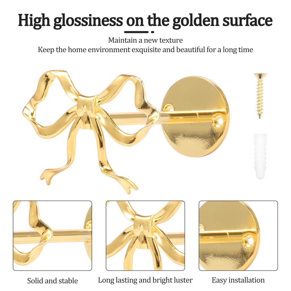 2 Pcs Metal Bow Curtain Tiebacks Wall Mounted Bow Curtain Holdback with Screws Curtains Hooks for Bedroom Living Room Home Decor