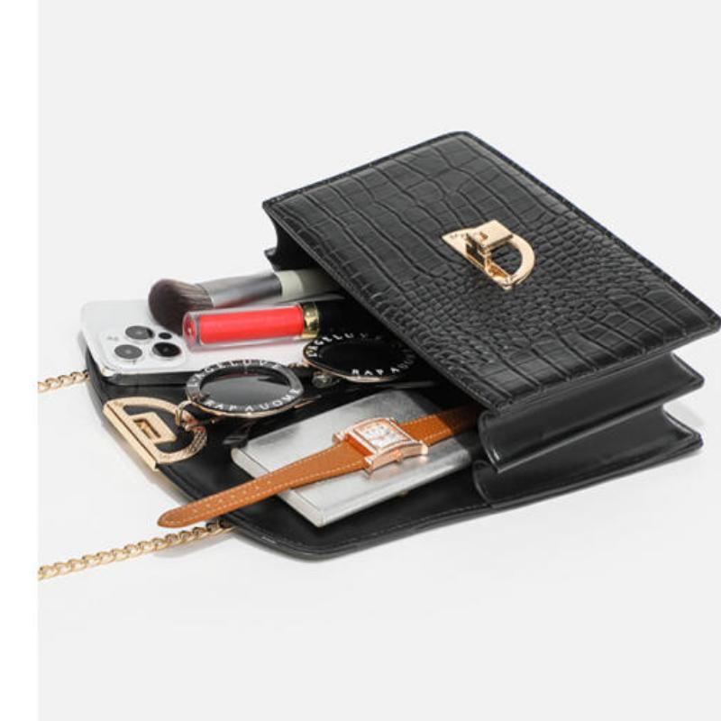 Neue Mode Weibliche Kleine Quadratische Taschen PU Leder Lock Schnalle Kette Taschen Freizeit Koreanische Outdoor Feste Schulter Taschen Umhängetaschen