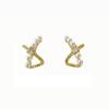 Zircon cross pearl ear clips women's niche design exquisite gentle stud earrings fashion light luxury temperament no pierced earrings