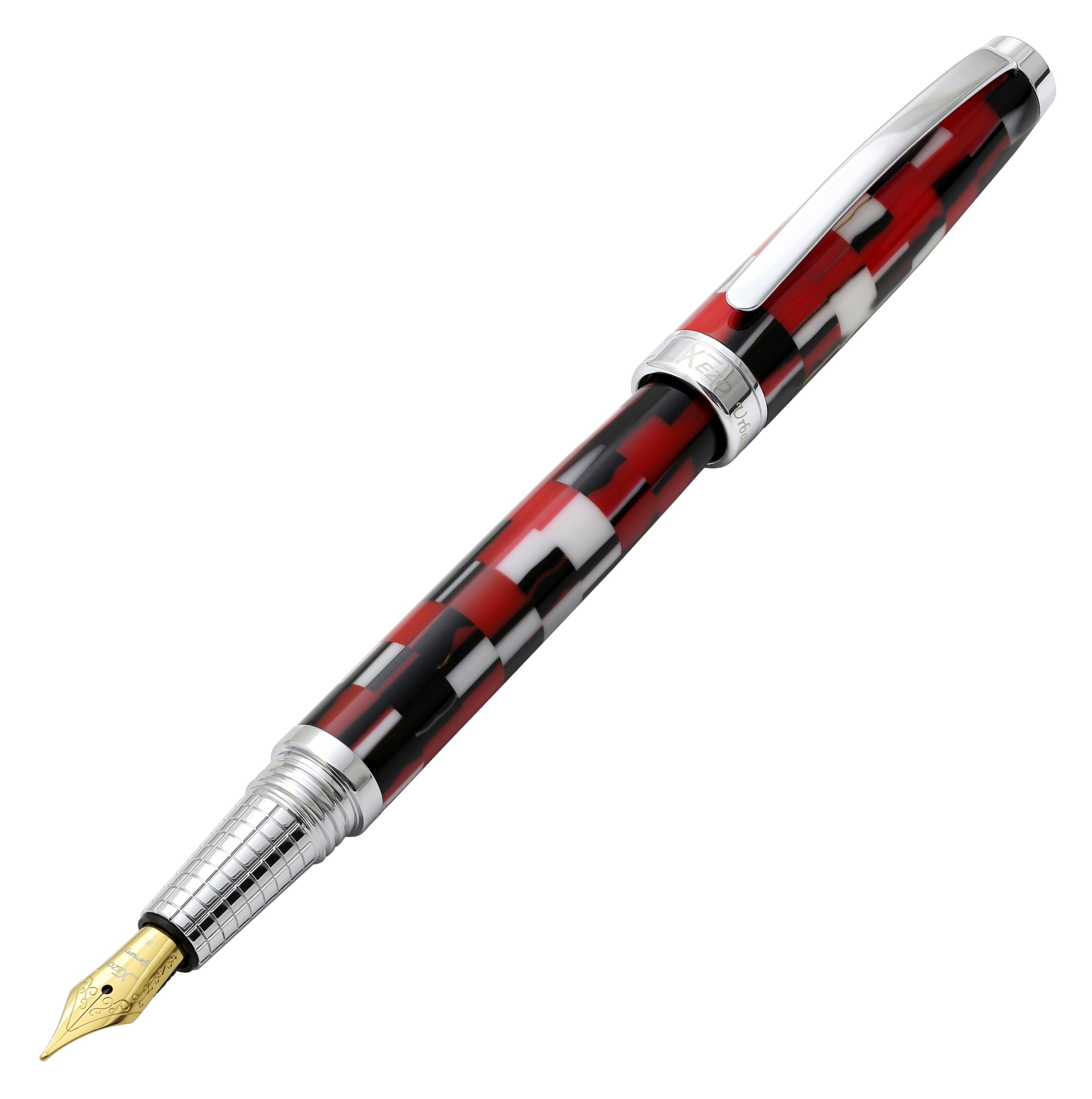 Xezo Urbanite II Trek Red Retro-Style Medium-Nib Fountain Pen. No two are exactly alike.