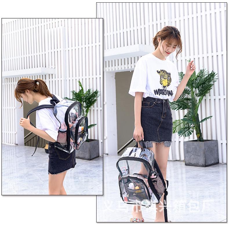 Large Capacity Transparent Backpack for High School Girls - Durable PVC Design.