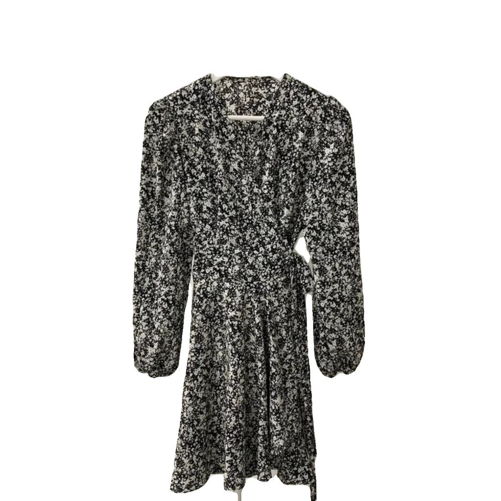 Korean Chic Autumn Retro Temperament V-neck Full Screen Floral Waist Thin Long Sleeve Small Dress Women