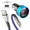 Caricabatterie per Auto a 2 Porte con Display LCD Ricarica Rapida per Samsung S20 Huawei 9a iPhone 11 8 Plus Adattatore Caricabatterie Doppio USB in Alluminio per Auto