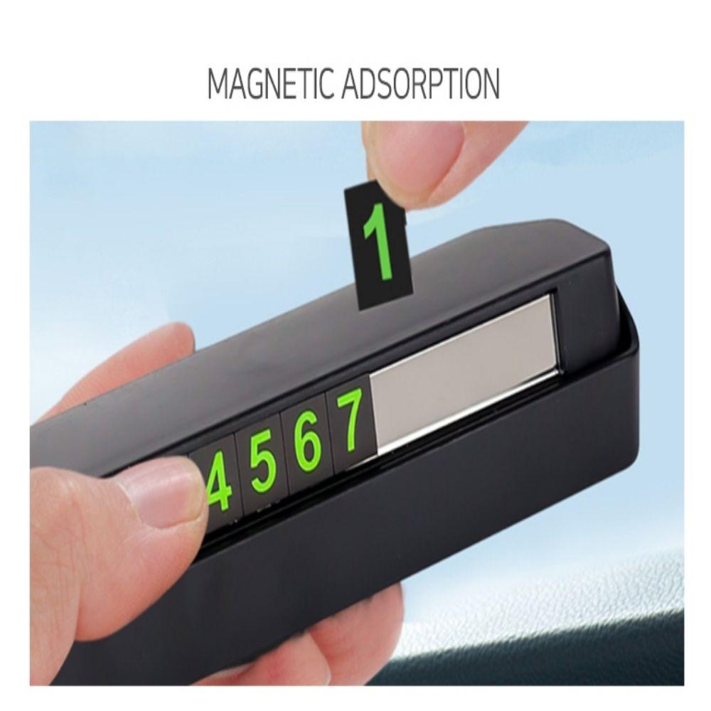 Temporary Car Parking Card 1+1 2set, Magnetic Phone Number Display Plate with Privacy Slide Cover, Car Dashboard Accessories