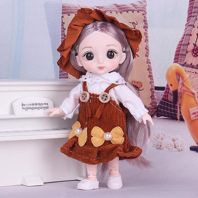 

Мини подвижная 21 шарнирная кукла 16 см, игрушка для девочек, 3D большие глаза, BJD принцесса, полная одежда, коллекция платьев, детская кукла в подарок 16cm