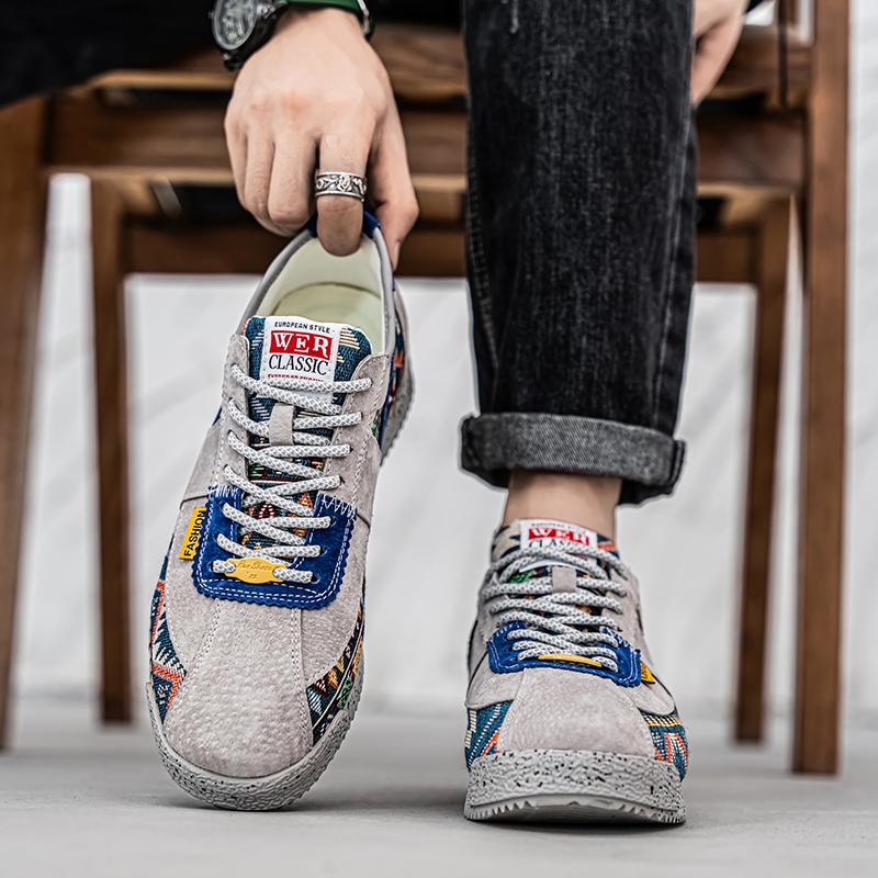 Men’s Printed Sports Shoes Casual Street Style Jogging Sneakers Students Skateboard Shoes Plus Size Height Increase