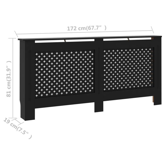Cache-radiateur - VIDAXL - Noir - MDF - Espace de rangement pour livres et ornements