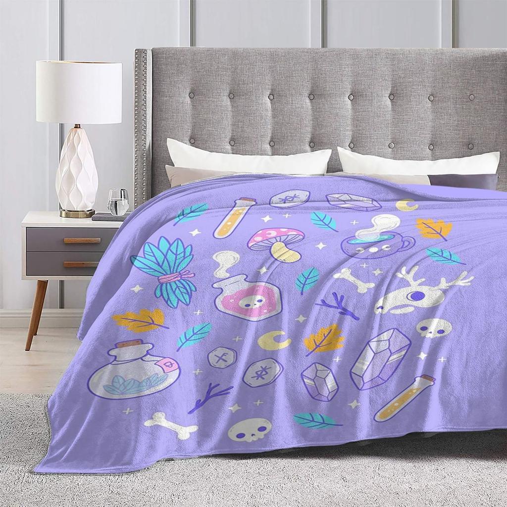 Herb Witch Black And White Nikury Blanket Soft Warm Flannel Throw Blanket Bedding for Bed Living room Picnic Travel Home Couch