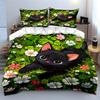 Cute Floral Cat Set - Home Decor Accessories Multiple Sizes Kid'S And Adults' Bedroom Exquisite 3Pc Bedding Set, Gift