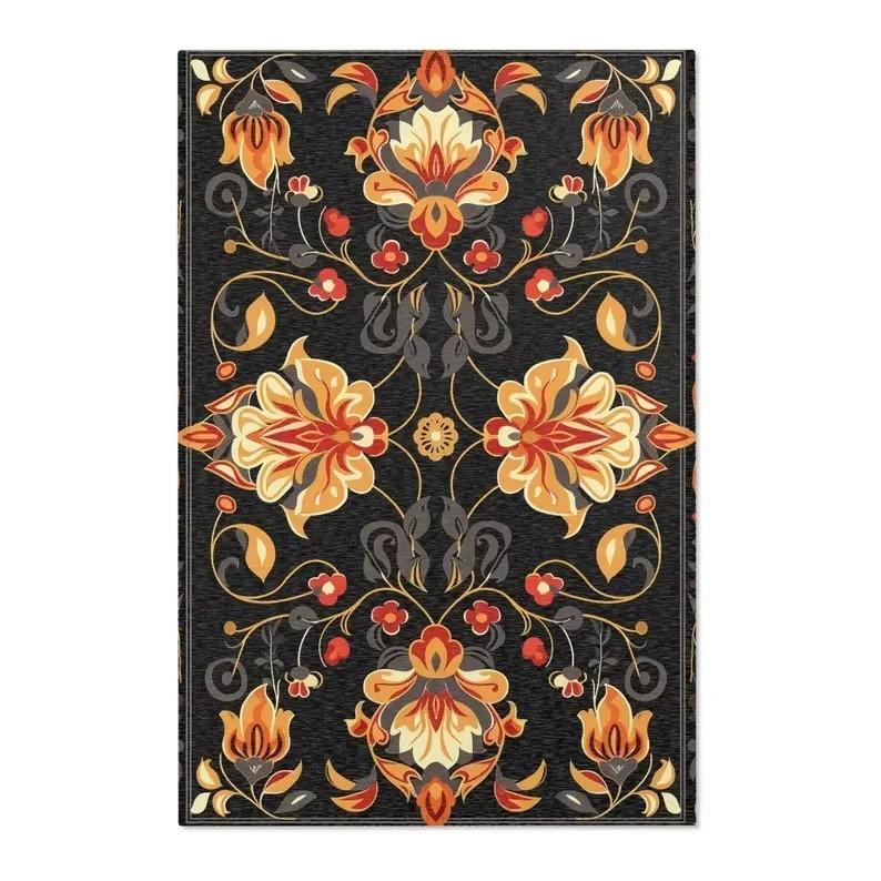 Lila Persischer Bereichsteppich Dunkel Floral Schlafzimmerteppich Modern Klassisch Fusion Wohnzimmer Art Deco Teppich Waschraum Fußmatte