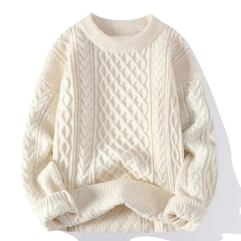 Trendy Knitted Sweater for Men Casual Round Neck Pullover Male Knitted Soft Fall Winter Fashion Long Sleeve Mens Kntwear Outwear