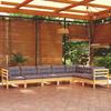 VidaXL Garden Lounge Set 7 Pcs with Grey Cushions Solid Pine Wood 3096694