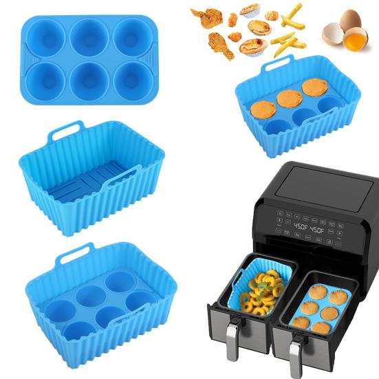 Air Fryer Liners Silicone Baking Tray Rectangular Non-Stick Mold for Cakes Jelly Pudding Dishwasher Safe Air Fryer Accessories