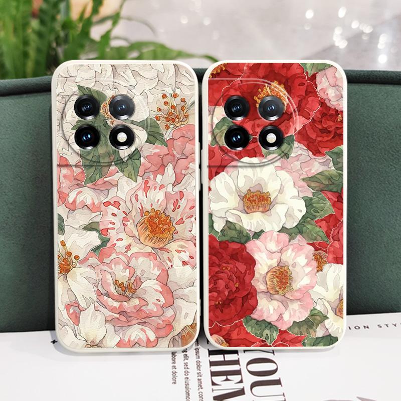 Gorgeous Flower Phone Case For Oneplus 12 12R 11 11R 10 10R 10T 9R 9RT 9 8T 8 7 7T Pro 5G Liquid Silicone Cover