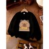Girls' Crew Neck Fashion Sweatshirt | Casual Long Sleeve, Slight Stretch Fabric, Random Print Design, Perfect for Fall/Winter