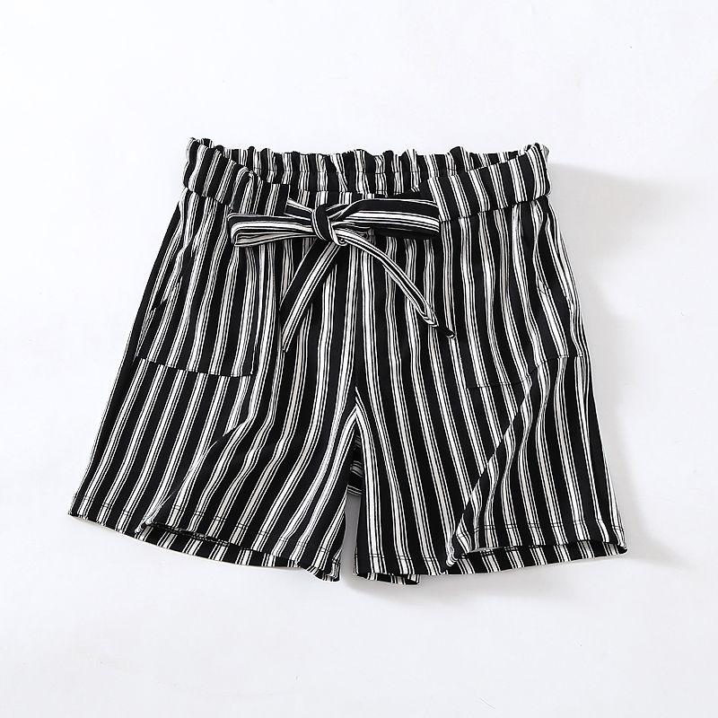 

Instagram plus Size Summer High Waist Commuter Shorts Black and white Stripes Plus size M