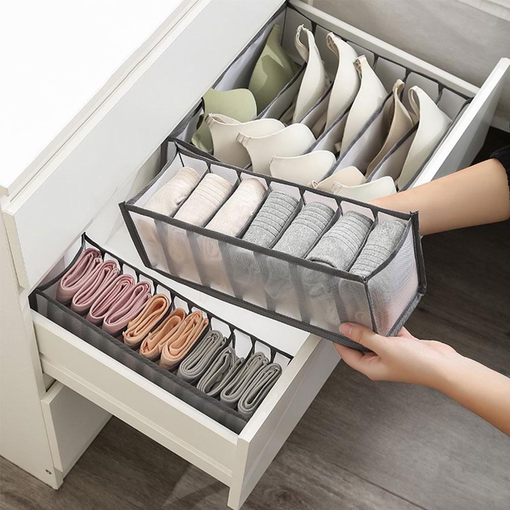 7 Grids Underwear Drawer Organizer Storage Box Pants Jeans Storage Box Drawers Socks Separation Organizer Pants Foldable Storage