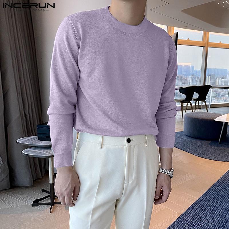 

INCERUN осень-весна однотонные мужские свободные топы