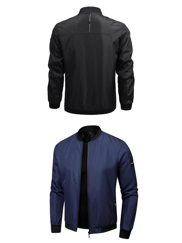 Men's Spring/Autumn Solid Color Lightweight Breathable Baseball Jacket