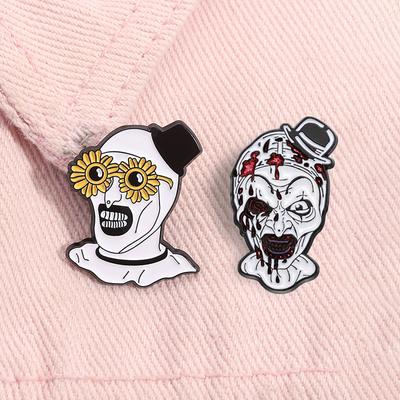 Terrifier Clown Enamel Pin Sunflower Sunglasses Horror Clown Killer Movie Halloween Brooch Lapel Badge Jewelry Gifts For Friends