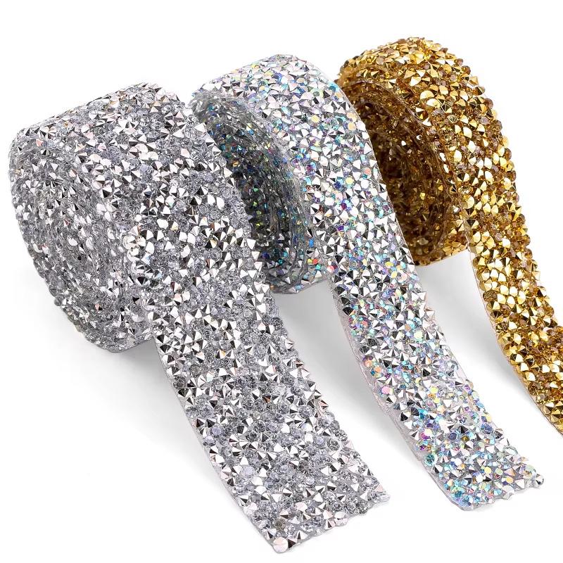 1 Yard Garment Accessories Multicolor Sewing Ribbon DIY Hot Fix Strass 1.5cm Rhinestones Appliques Tape Trim