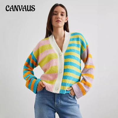 Damski Sweter Plus Size Jesień Nowy Kolor Dopasowanie Paski Plusz Luźny Dzianinowy