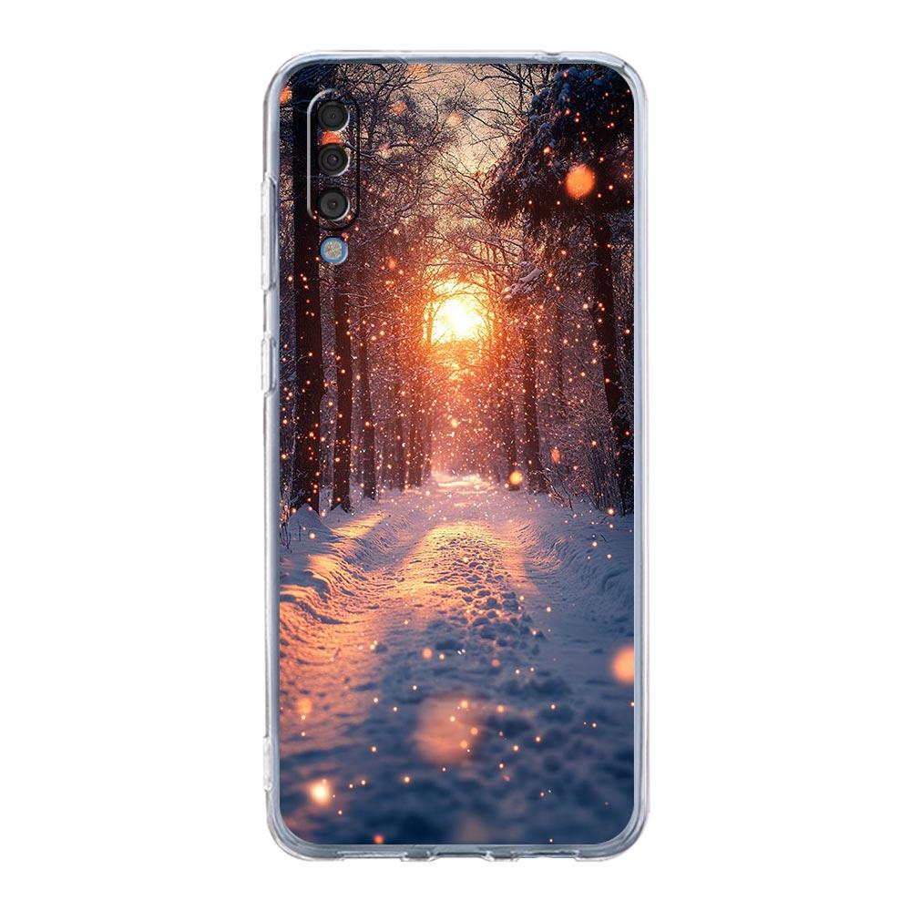 Case For Samsung A56 A36 A26 A16 A14 A12 A22 A32 5G A34 A42 A52 A54 A50 A70 A40 A20S A04S A06 Cover Landscape Winter Light Snow