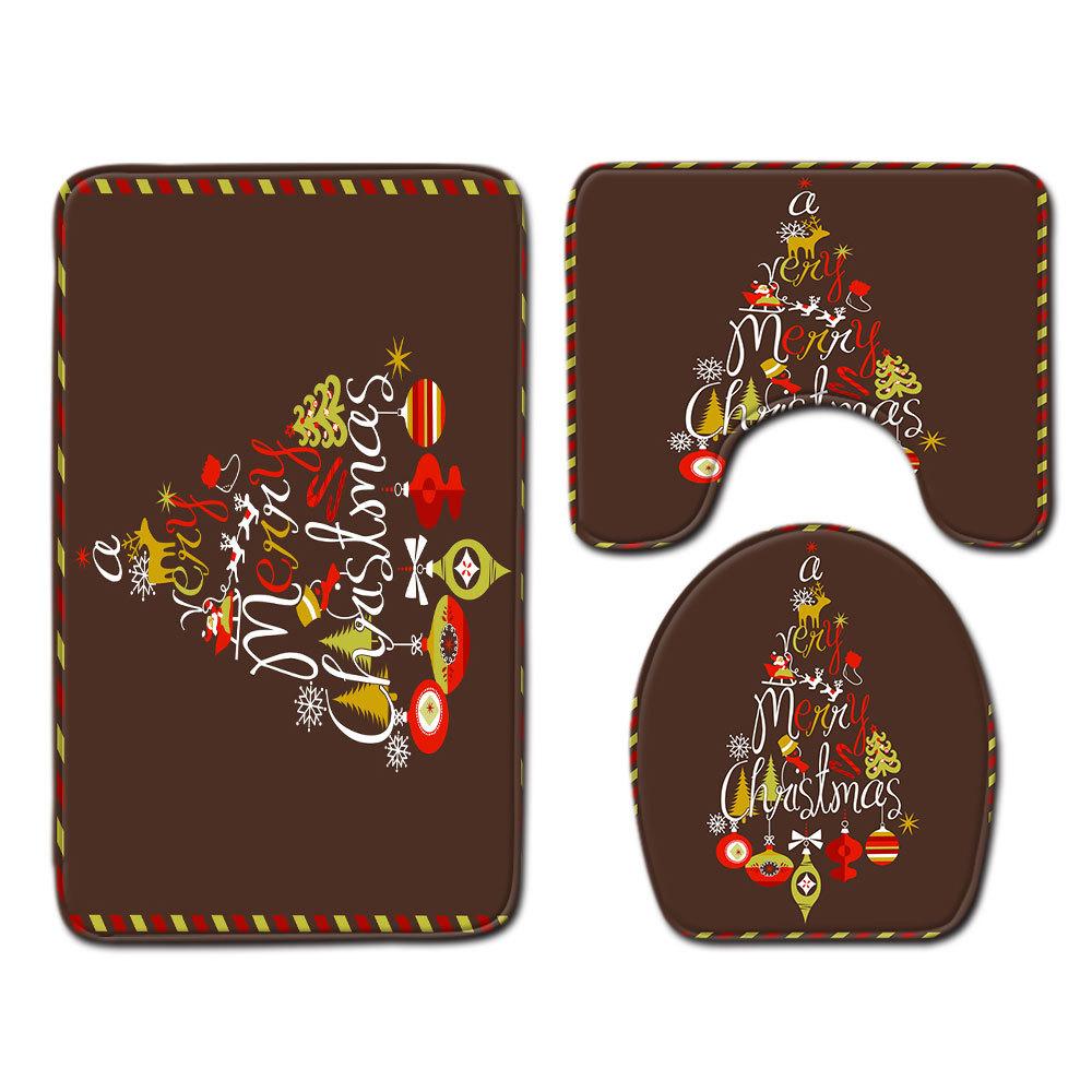Christmas Bathroom Floor Mat Toilet Three-Piece Set