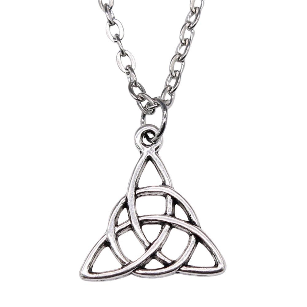Collana Ciondolo Nodo Celtico Triquetra Stella di Davide Pendente Gioielli Vintage Boho Catena 43cm