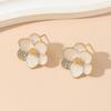 Fresh White Petal Earrings: Elegant High-End Women's Stud Jewelry