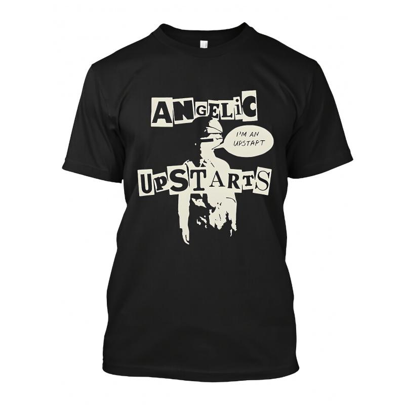 Men'S Angelic Upstarts Punk Band Graphic T-Shirt - Limited Edition "I'm an Upstart" Slogan & Logo Print, Black with White Punk Design, Soft