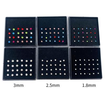 Edelstahl Strass Nasenstecker - Titanstahl, 24er-Pack