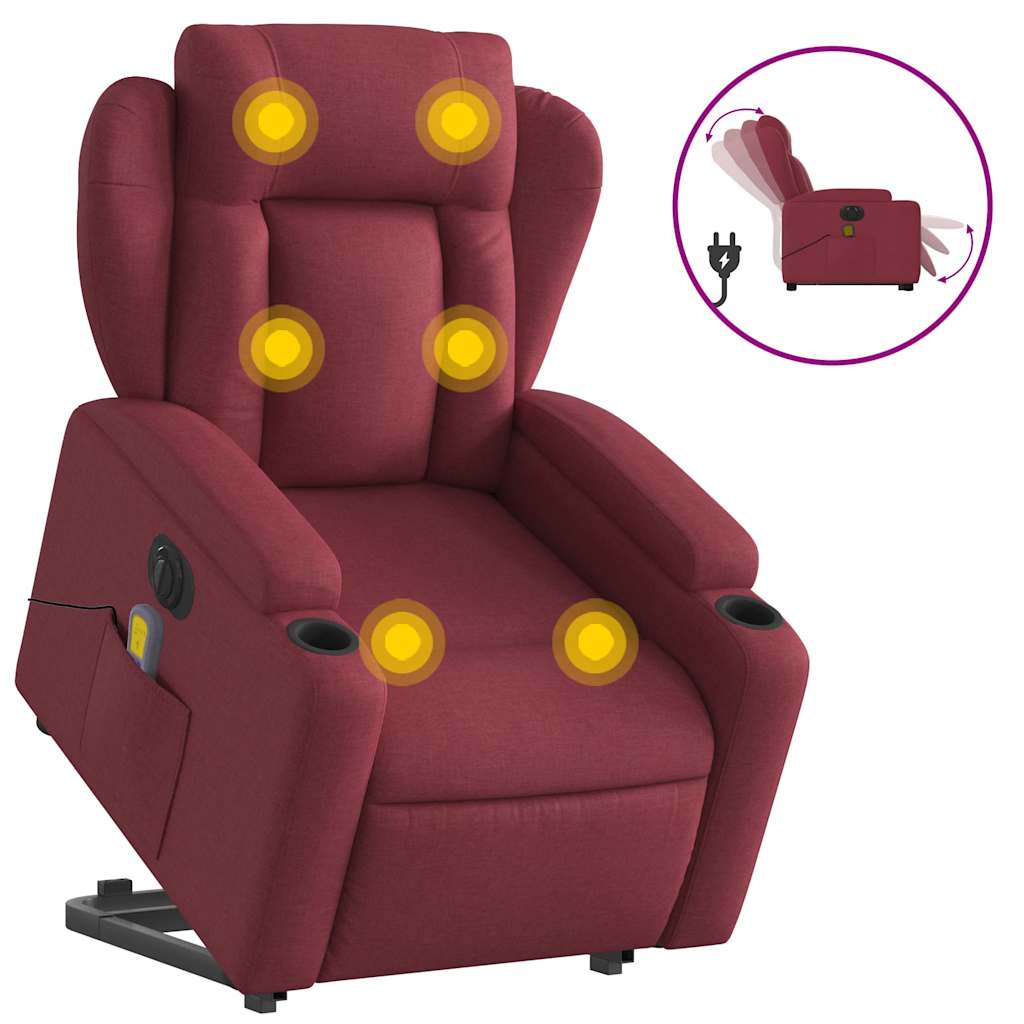 Vidaxl Lift-Up Massage Chair, Electric, Reclining, Red
