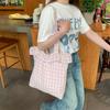 Summer Floral Plaid Ruffles Women Shoulder Bags Retro Flower Ladies Shopping Bag Handbags Commute Light Portable Girls Book Tote