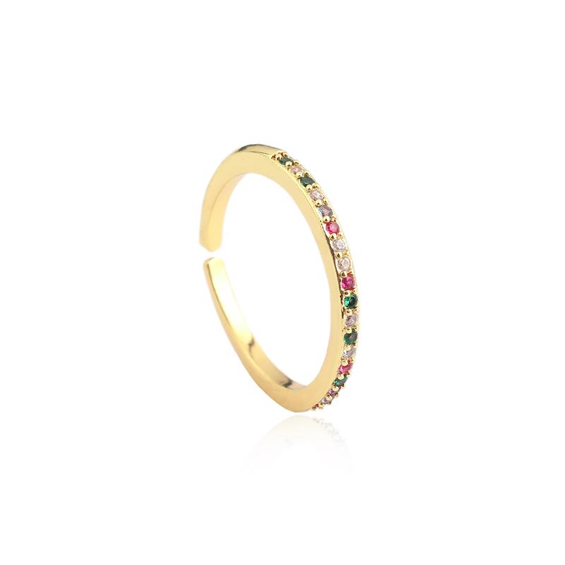 

2026 New Arrival Fashion Luxury Green Black Pink 18K Gold Plated Eternity Band Wedding Thin Ring For Women Party Gift Jewelry resizable