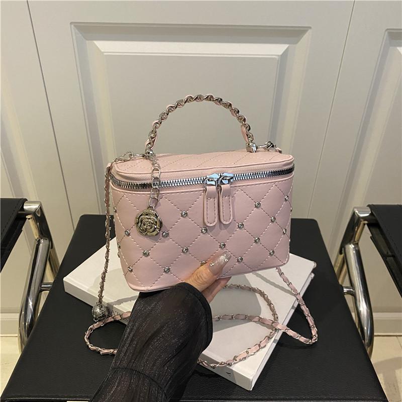 Mini Box Chain Bag With Zipper Closure For Daily Street Style Fashion