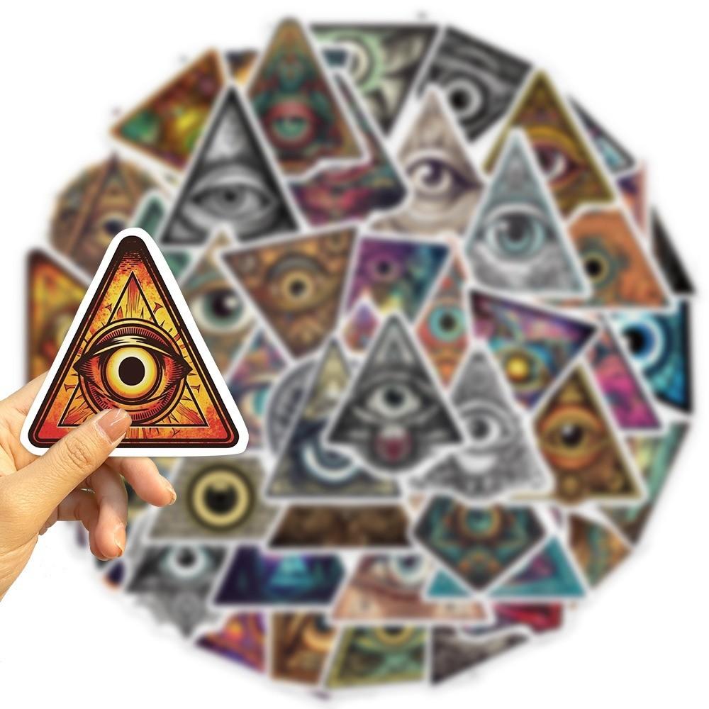 50-Piece All-Seeing Eye Stickers - Personalized Waterproof DIY Decor for Guitar, Notebook & Luggage