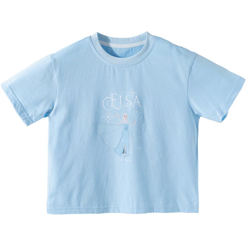 Disney Frozen Elsa Girls Pure Cotton Breathable Short Sleeve T-Shirt 150/72