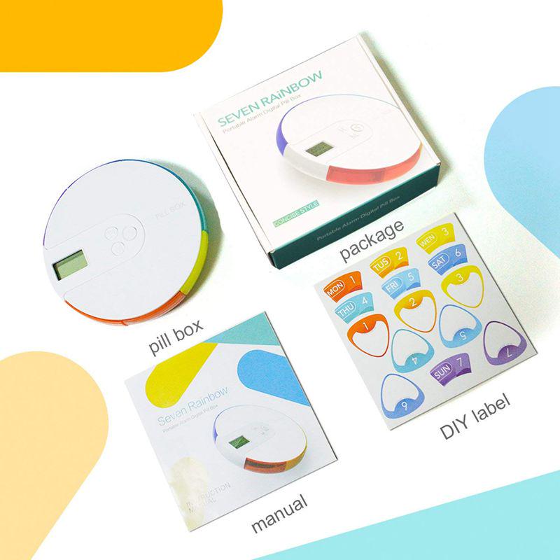 7 Günlük Hap Kutusu Alarm-DIY Dijital Küçük Cep Hap İlaç Hap Kutusu