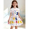 Cute Cat Girls' Princess Dress Summer Casual Dress for Girls Cartoon Graphic Outfit O-Neck Birthday Gifts Children Clothes