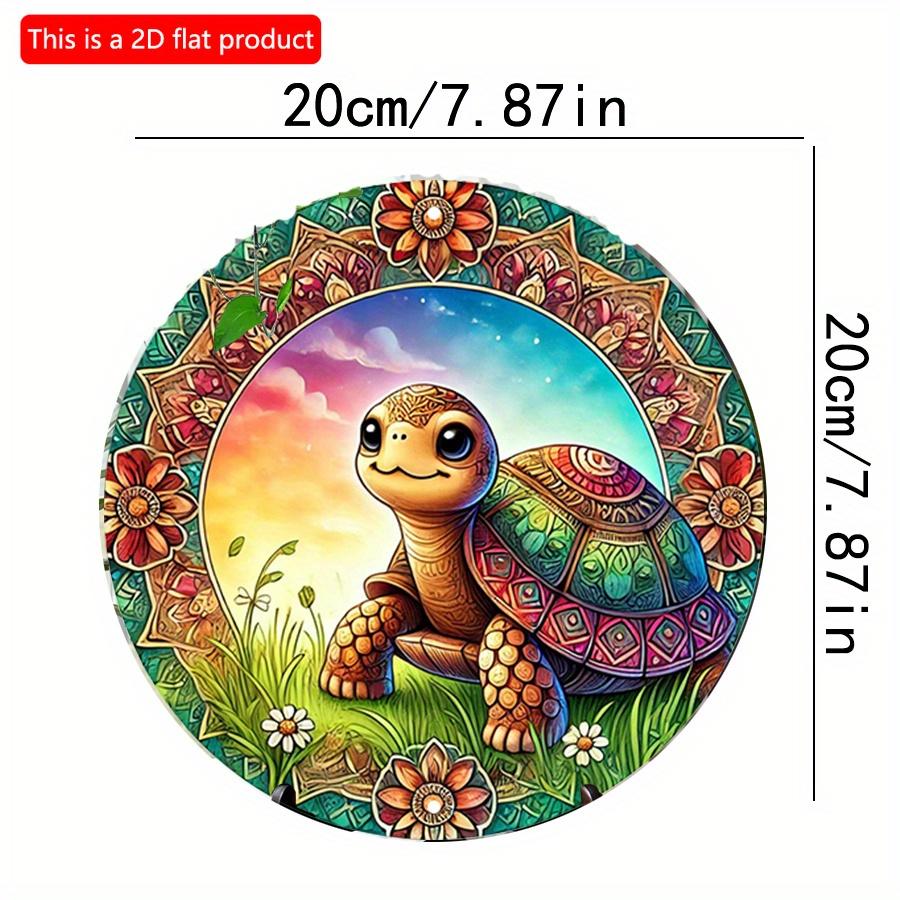 

2D плоский 20*20см 1шт Причудливая черепаха Яркая океанская тематика Винтажная круглая настенная арт-пластина, Деревянная табличка с красочным фоном мандалы, Отлично подходит для семьи 20*20cm