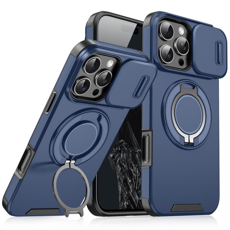 For iPhone 16 15 14 13 12 11 Pro Max Plus Magnetic Finger Ring Holder Military Protective Case