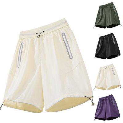 Herren Sommer Kordelzug Locker Leicht Schnelltrocknende Shorts Herren Fünf-Punkt-Hose Dünn Atmungsaktiv Sportliche Freizeit-Hose