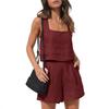 Summer Women's Comfortable Casual Set - Linen Shorts and Sleeveless Top