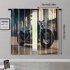 2pc,  Party Window Curtains garage motorcycle vintage retro motorcycle Light Filter Festive Backdrops Suitable for translucent