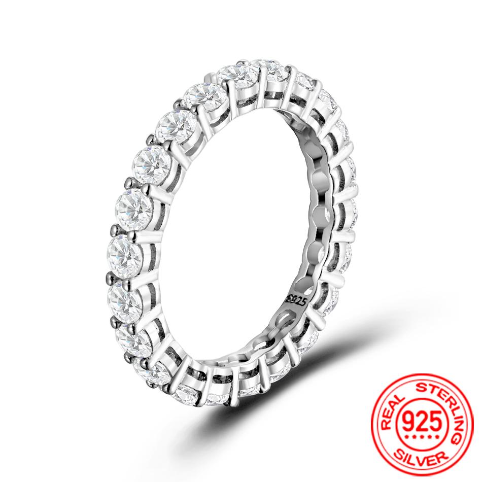 BLUEENCH 3mm Round Moissanite Ring White Gold Plated 925 Silver Fine Jewelry Wedding Engagement Rings for Women Man 7&white gold color