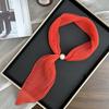 Pearl magnetic silk scarf high-end new versatile solid color pleated silk scarf with shirt neck protector scarf