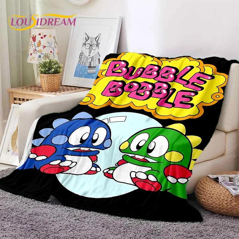 Cartoon Bubble Bobble Puzzle Bobble Retro Game Soft Flannel Blanket for Beds Bedroom Sofa Picnic,Throw Blanket Outdoors Leisure