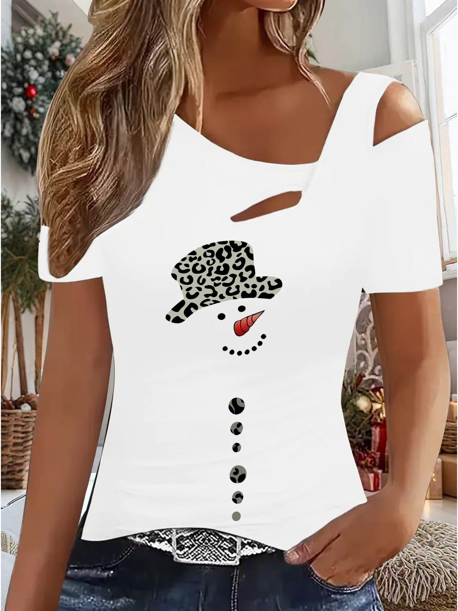 

Женский Новый Повседневный Топ Рождество Хэллоуин Рождественский Подарок Топы Рубашка Блузка XXL белый